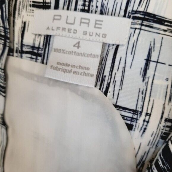 ALFRED SUNG Pure Blue & White Sleeveless Sheath Dress Sz 4 - Picture 14 of 15